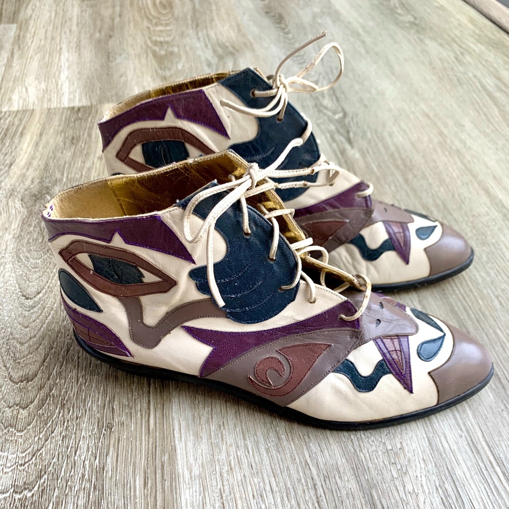 Vintage Zalo Patchwork Leather Boots